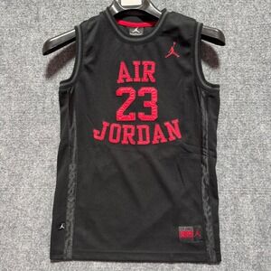 Jordan 23 Jersey Kids Black Red Air Sleeveless Tank Top Size L 12-13Y Youth Size